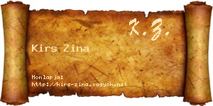 Kirs Zina névjegykártya
